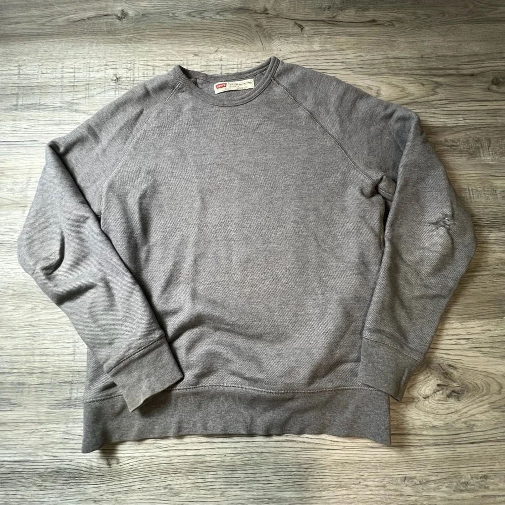 Levis Sweatshirt Mens‎ Medium Grey Raglan Sleeve Standard Fit Textured Pullover